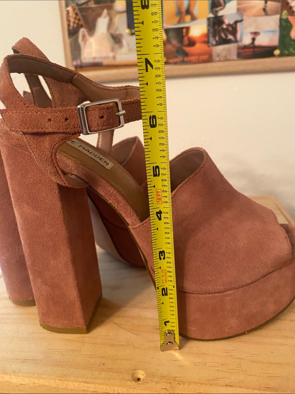 Steve Madden Suede Platform Sandals — Dusty Rose - Picture 9 of 10